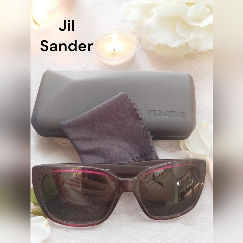 Jil Sander purple sunglasses with case and cloth